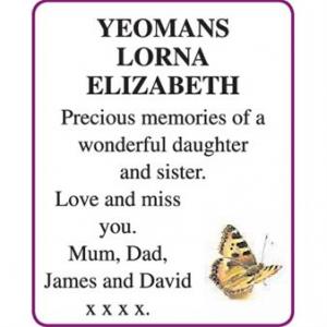 LORNA ELIZABETH YEOMANS